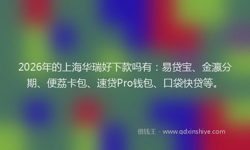 2026年的上海华瑞好下款吗有：易贷宝、金瀛分期、便荔卡包、速贷Pro钱包、口袋快贷等。