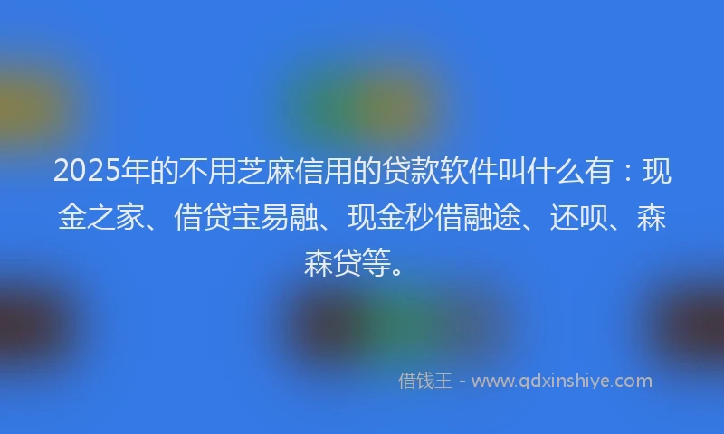 2025年的不用芝麻信用的贷款软件叫什么有：现金之家、借贷宝易融、现金秒借融途、还呗、森森贷等。