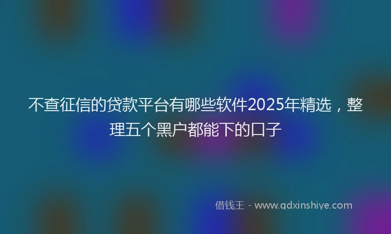 不查征信的贷款平台有哪些软件2025年精选，整理五个黑户都能下的口子
