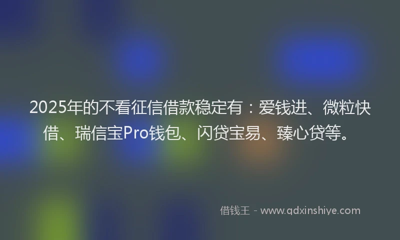 2025年的不看征信借款稳定有:爱钱进、微粒快借、瑞信宝Pro钱包、闪贷宝易、臻心贷等。