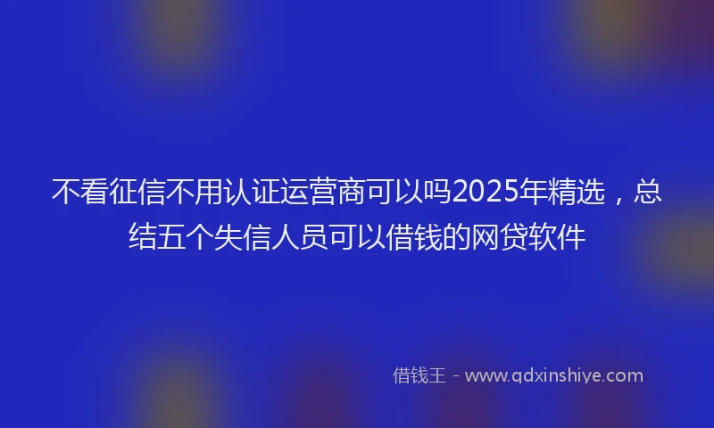 不看征信不用认证运营商可以吗2025年精选，总结五个失信人员可以借钱的网贷软件