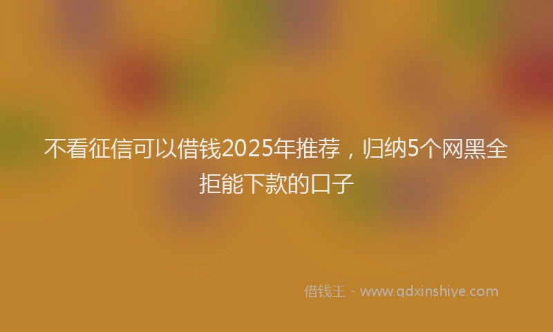 不看征信可以借钱2025年推荐，归纳5个网黑全拒能下款的口子