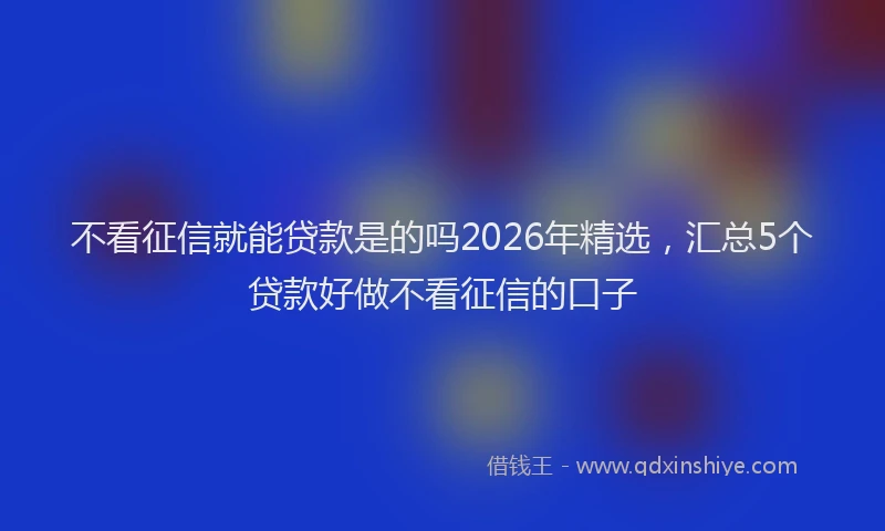 不看征信就能贷款是的吗2026年精选，汇总5个贷款好做不看征信的口子