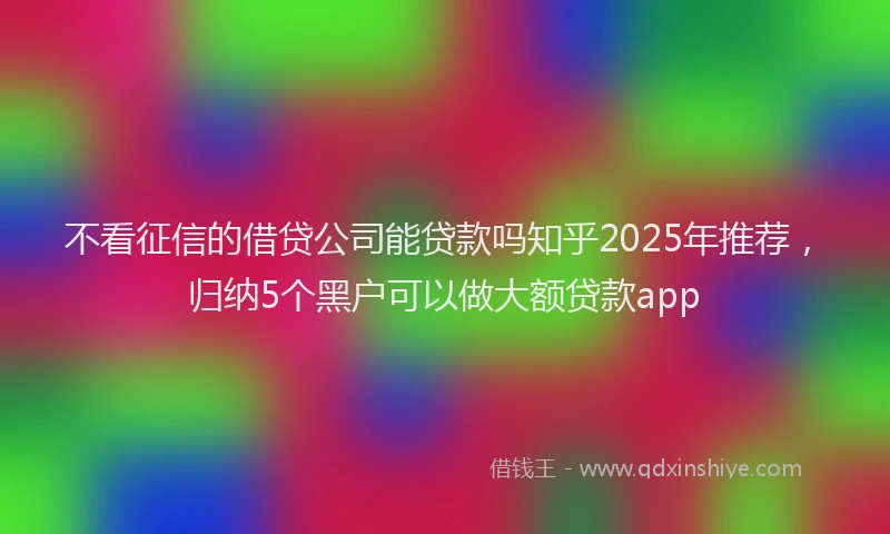 不看征信的借贷公司能贷款吗知乎2025年推荐，归纳5个黑户可以做大额贷款app