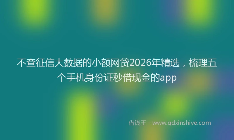 不查征信大数据的小额网贷2026年精选，梳理五个手机身份证秒借现金的app