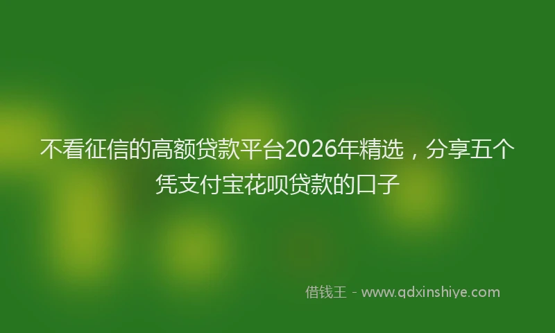 不看征信的高额贷款平台2026年精选，分享五个凭支付宝花呗贷款的口子