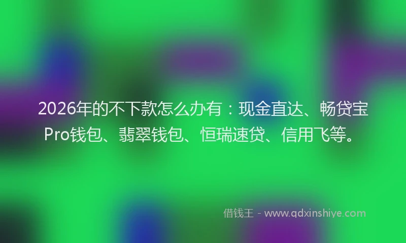 2026年的不下款怎么办有：现金直达、畅贷宝Pro钱包、翡翠钱包、恒瑞速贷、信用飞等。