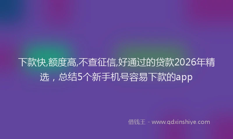 下款快,额度高,不查征信,好通过的贷款2026年精选,总结5个新手机号容易下款的app