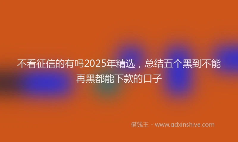 不看征信的有吗2025年精选，总结五个黑到不能再黑都能下款的口子
