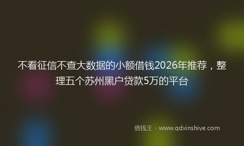 不看征信不查大数据的小额借钱2026年推荐，整理五个苏州黑户贷款5万的平台