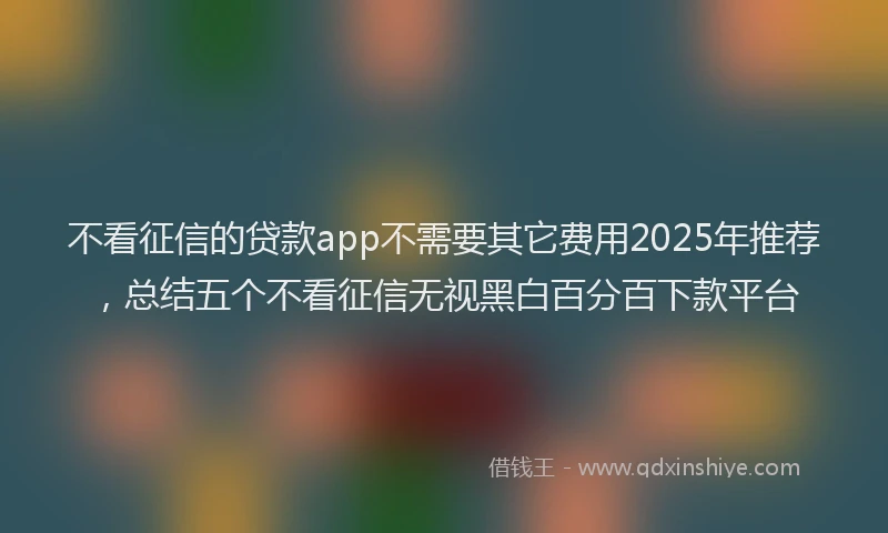不看征信的贷款app不需要其它费用2025年推荐，总结五个不看征信无视黑白百分百下款平台