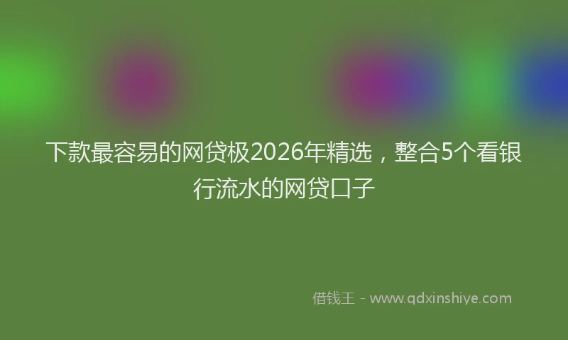 下款最容易的网贷极2026年精选，整合5个看银行流水的网贷口子