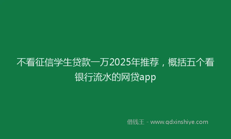 不看征信学生贷款一万2025年推荐，概括五个看银行流水的网贷app