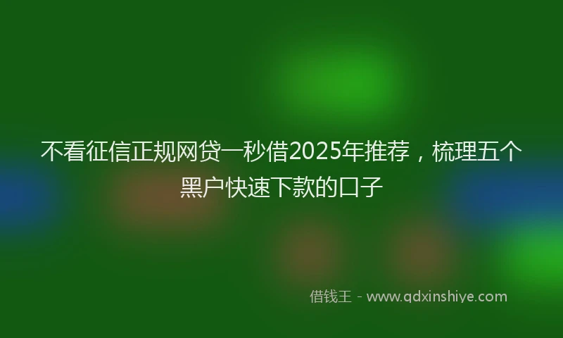 不看征信正规网贷一秒借2025年推荐，梳理五个黑户快速下款的口子
