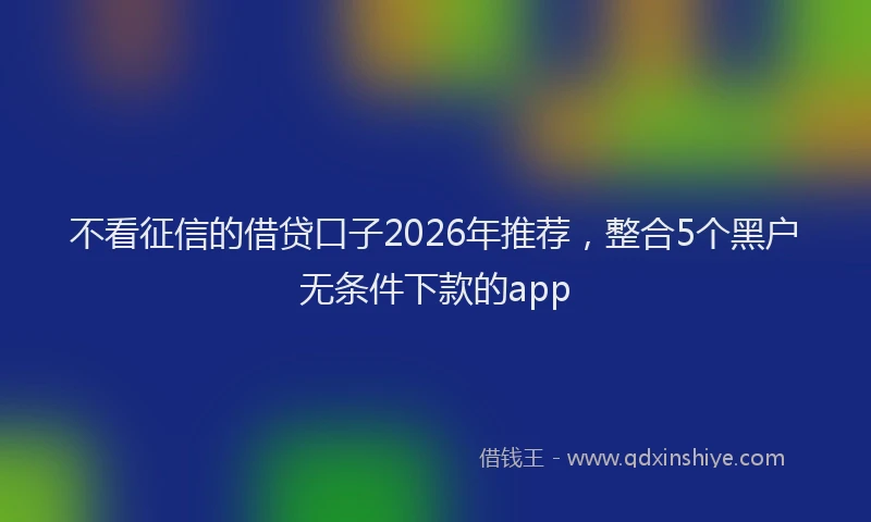 不看征信的借贷口子2026年推荐，整合5个黑户无条件下款的app