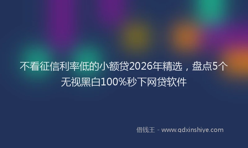 不看征信利率低的小额贷2026年精选，盘点5个无视黑白100%秒下网贷软件