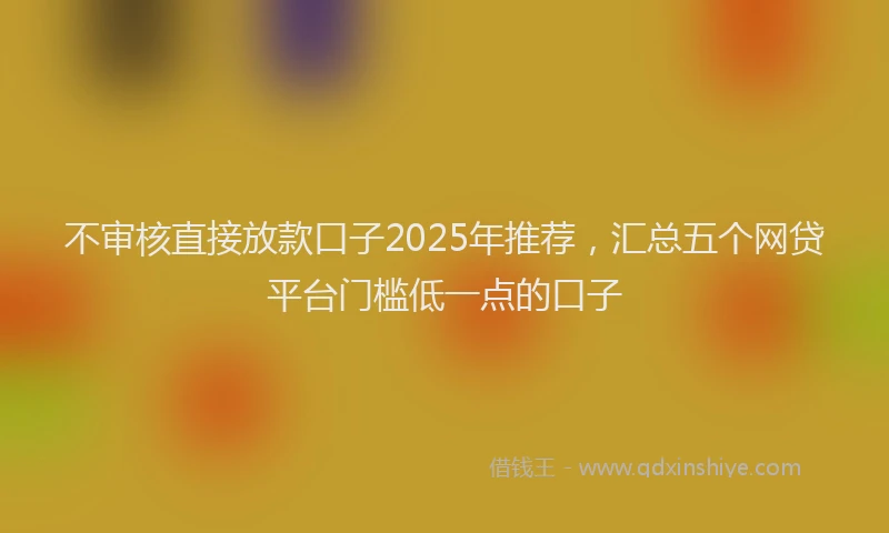 不审核直接放款口子2025年推荐，汇总五个网贷平台门槛低一点的口子