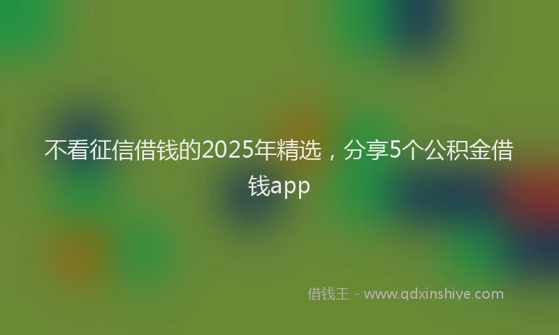 不看征信借钱的2025年精选，分享5个公积金借钱app