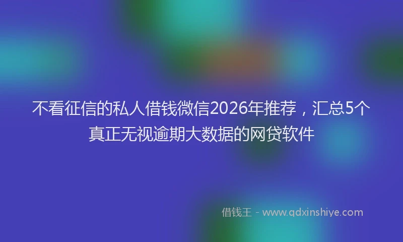 不看征信的私人借钱微信2026年推荐，汇总5个真正无视逾期大数据的网贷软件