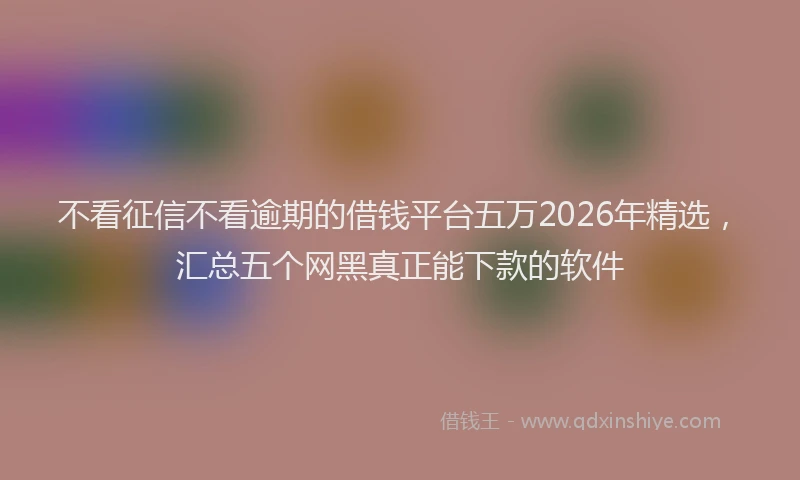 不看征信不看逾期的借钱平台五万2026年精选，汇总五个网黑真正能下款的软件