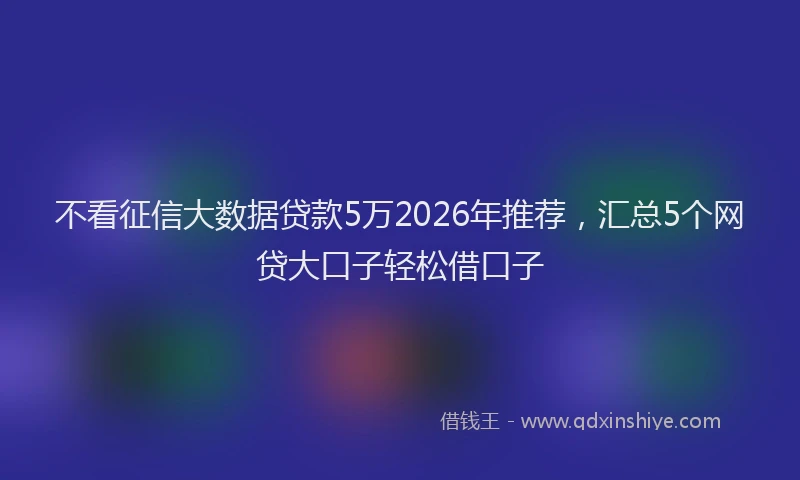 不看征信大数据贷款5万2026年推荐，汇总5个网贷大口子轻松借口子