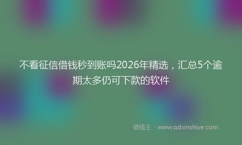 不看征信借钱秒到账吗2026年精选，汇总5个逾期太多仍可下款的软件