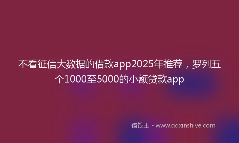 不看征信大数据的借款app2025年推荐，罗列五个1000至5000的小额贷款app