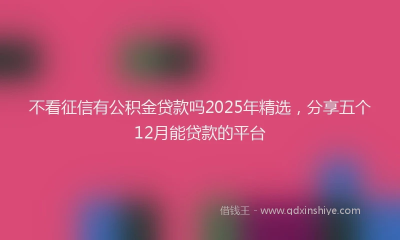 不看征信有公积金贷款吗2025年精选,分享五个12月能贷款的平台