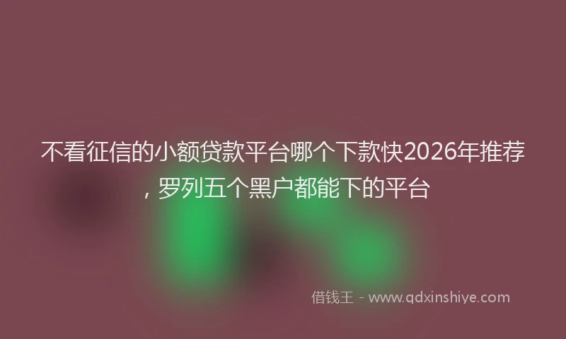 不看征信的小额贷款平台哪个下款快2026年推荐，罗列五个黑户都能下的平台