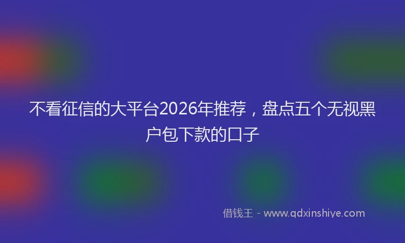 不看征信的大平台2026年推荐，盘点五个无视黑户包下款的口子