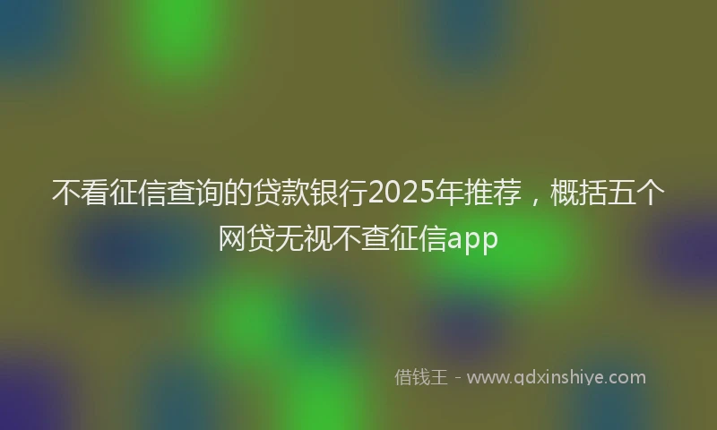 不看征信查询的贷款银行2025年推荐，概括五个网贷无视不查征信app