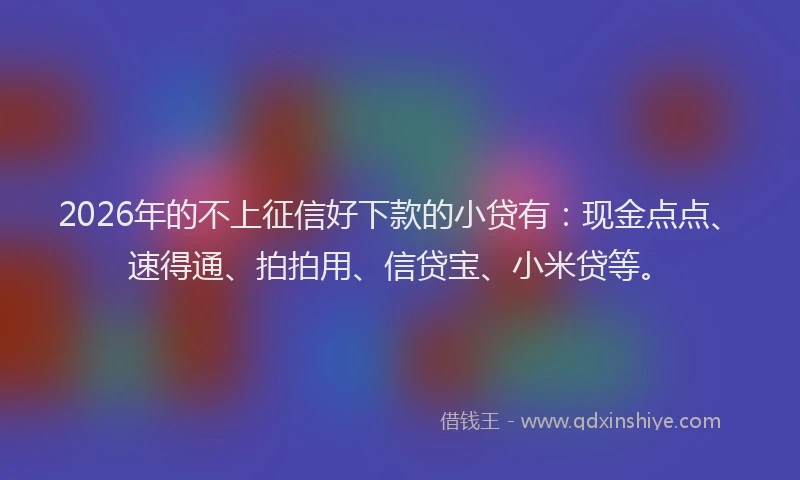 2026年的不上征信好下款的小贷有：现金点点、速得通、拍拍用、信贷宝、小米贷等。