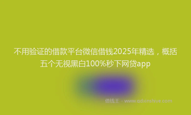 不用验证的借款平台微信借钱2025年精选，概括五个无视黑白100%秒下网贷app