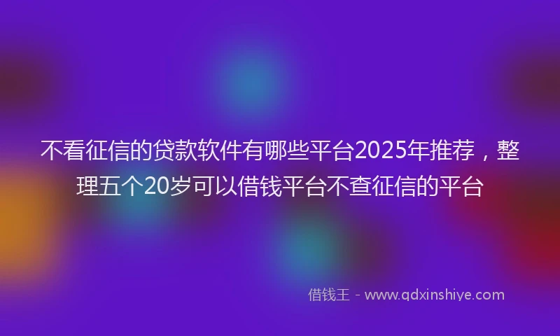 不看征信的贷款软件有哪些平台2025年推荐，整理五个20岁可以借钱平台不查征信的平台