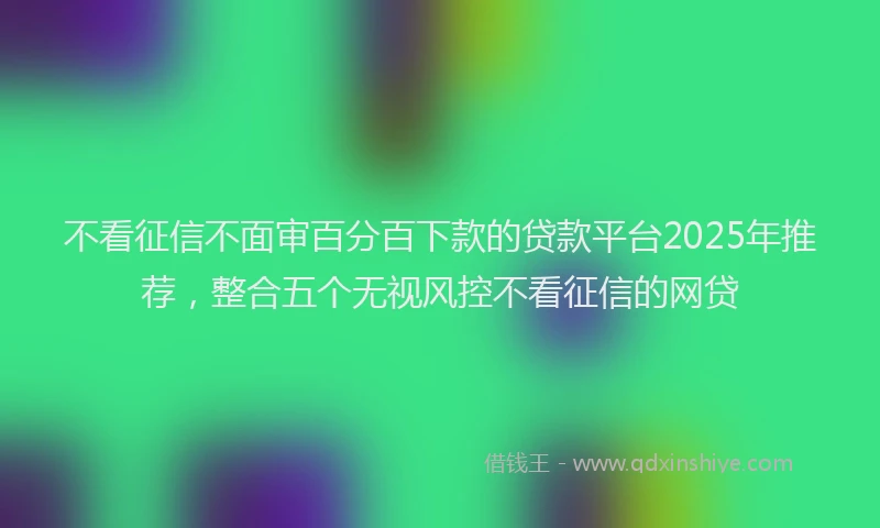 不看征信不面审百分百下款的贷款平台2025年推荐，整合五个无视风控不看征信的网贷