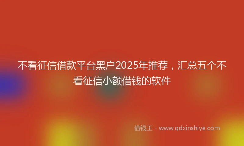 不看征信借款平台黑户2025年推荐，汇总五个不看征信小额借钱的软件