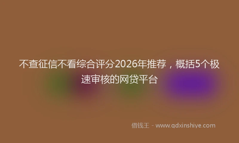 不查征信不看综合评分2026年推荐,概括5个极速审核的网贷平台