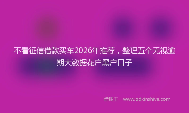 不看征信借款买车2026年推荐，整理五个无视逾期大数据花户黑户口子