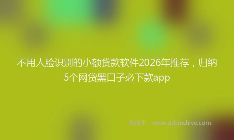 不用人脸识别的小额贷款软件2026年推荐，归纳5个网贷黑口子必下款app