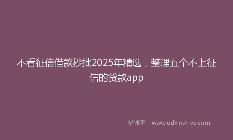 不看征信借款秒批2025年精选,整理五个不上征信的贷款app
