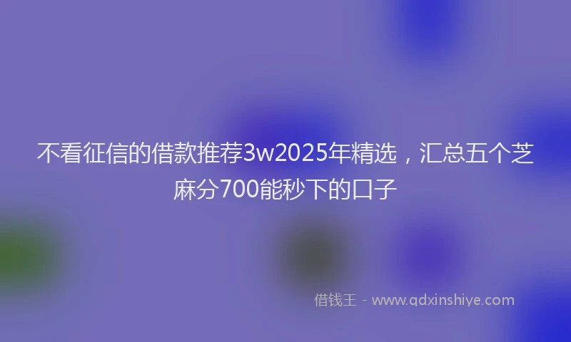 不看征信的借款推荐3w2025年精选，汇总五个芝麻分700能秒下的口子