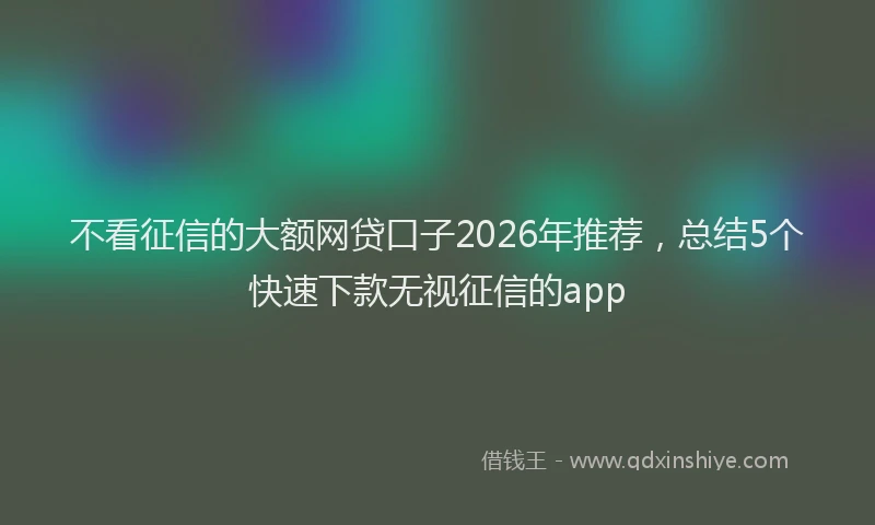 不看征信的大额网贷口子2026年推荐,总结5个快速下款无视征信的app