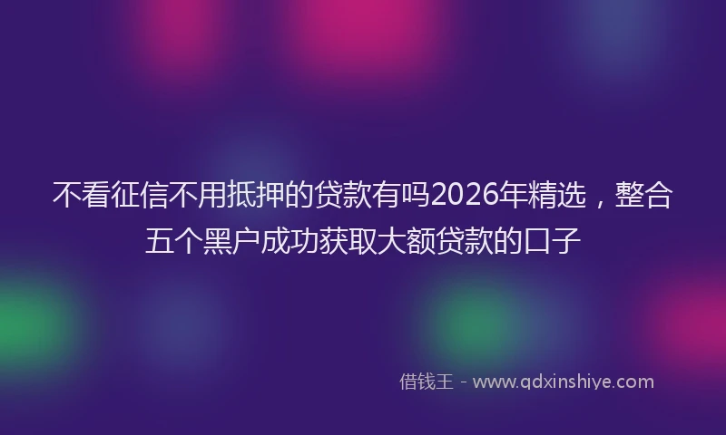 不看征信不用抵押的贷款有吗2026年精选，整合五个黑户成功获取大额贷款的口子