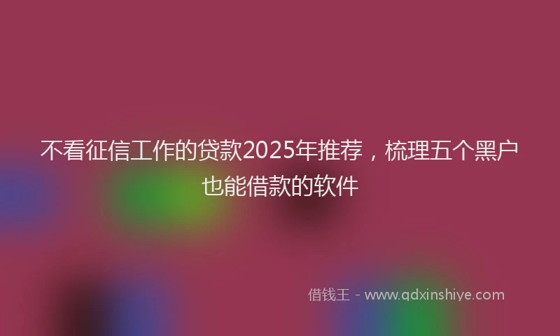 不看征信工作的贷款2025年推荐，梳理五个黑户也能借款的软件