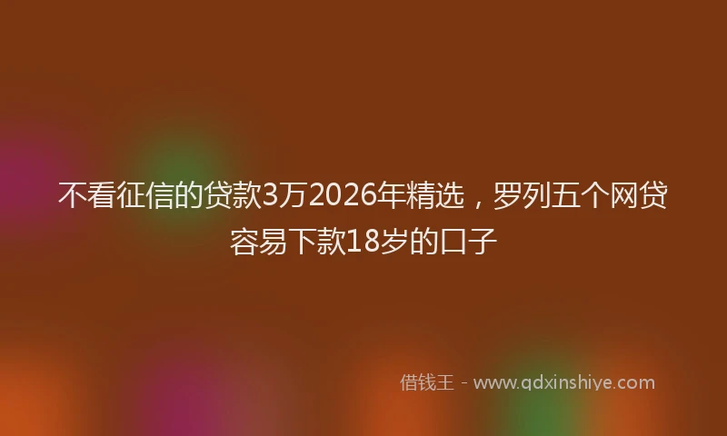 不看征信的贷款3万2026年精选，罗列五个网贷容易下款18岁的口子