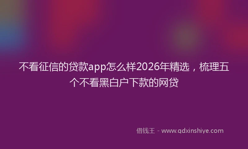 不看征信的贷款app怎么样2026年精选，梳理五个不看黑白户下款的网贷