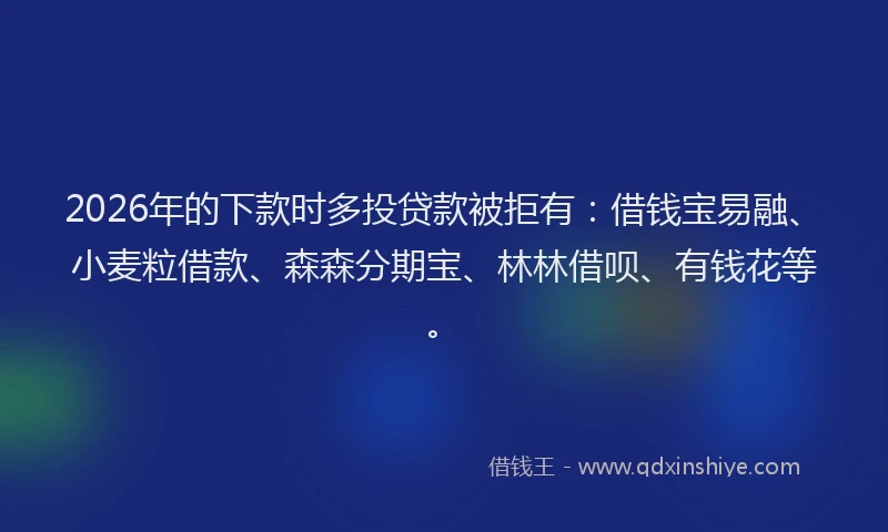 2026年的下款时多投贷款被拒有:借钱宝易融、小麦粒借款、森森分期宝、林林借呗、有钱花等。