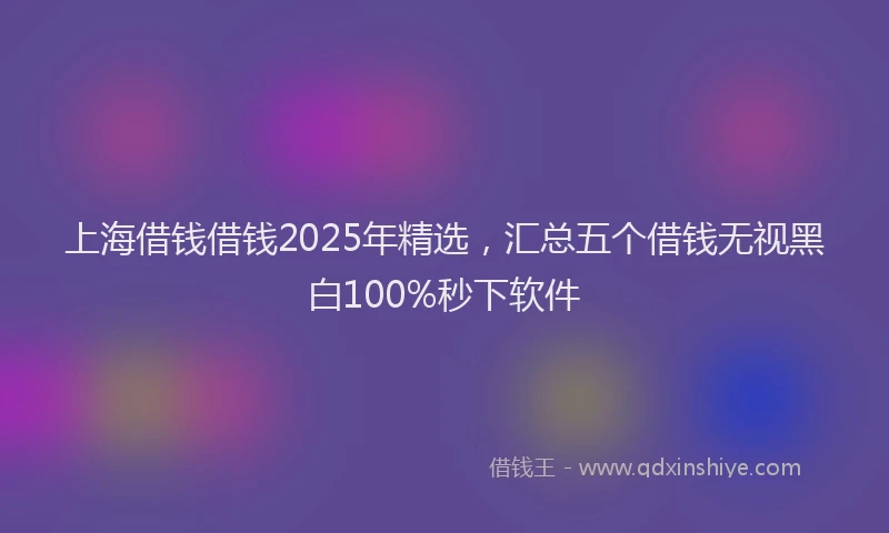 上海借钱借钱2025年精选，汇总五个借钱无视黑白100%秒下软件