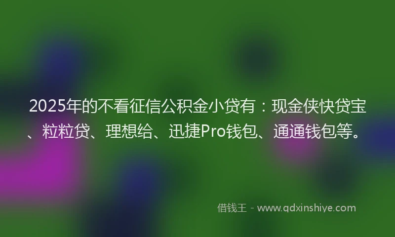 2025年的不看征信公积金小贷有：现金侠快贷宝、粒粒贷、理想给、迅捷Pro钱包、通通钱包等。