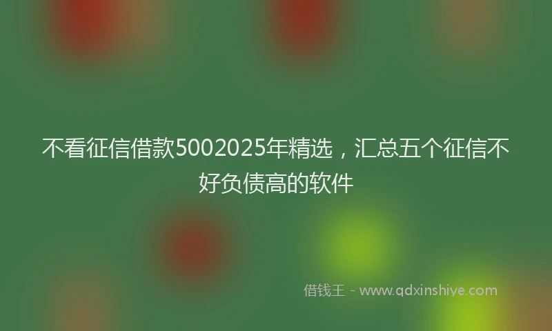 不看征信借款5002025年精选，汇总五个征信不好负债高的软件